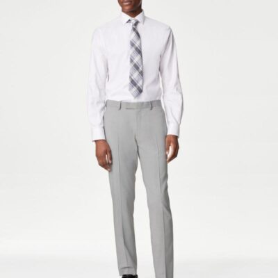 M&S Collection Slim Fit Stretch Suit Trousers Light Grey | Mens Smart Trousers