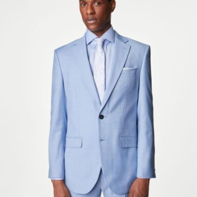 M&S Collection Regular Fit Stretch Suit Jacket Sky Blue | Mens Blazers