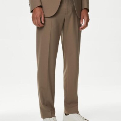 M&S Collection Regular Fit Stretch Suit Trousers Light Brown | Mens Trousers