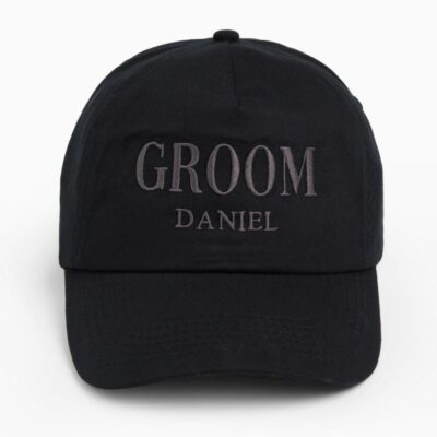 Dollymix Personalised Groom Cap Black | Mens Hats