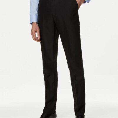 M&S Collection Slim Fit Trouser with Active Waist Black | Mens Smart Trousers