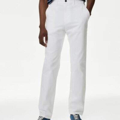 M&S Collection Regular Fit Stretch Chinos White Mix | Mens Chinos