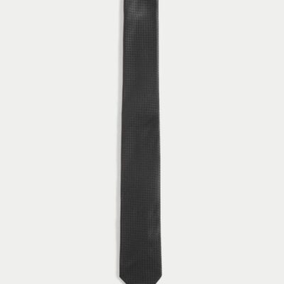 M&S Collection Skinny Geometric Tie Black | Mens Ties