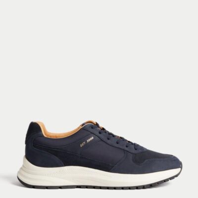 Autograph Suede Lace Up Trainers with Freshfeet™ Navy | Mens Trainers