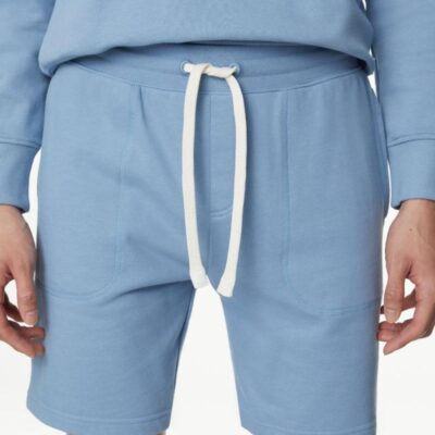 M&S Collection Pure Cotton Drawstring Jersey Shorts Light Airforce | Mens Shorts