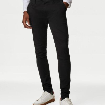 M&S Collection Skinny Fit Stretch Chinos Black Mix | Mens Trousers