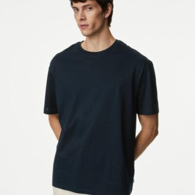 Autograph Pure Supima Cotton Oversized T-Shirt Dark Navy | Mens Tops & T-shirts