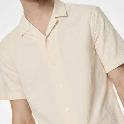 M&S Collection Pure Cotton Shirt Ecru | Mens Shirts