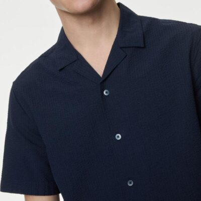 M&S Collection Pure Cotton Shirt Navy | Mens Shirts