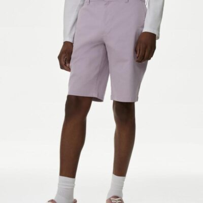 M&S Collection Stretch Chino Shorts Lavender | Mens Shorts