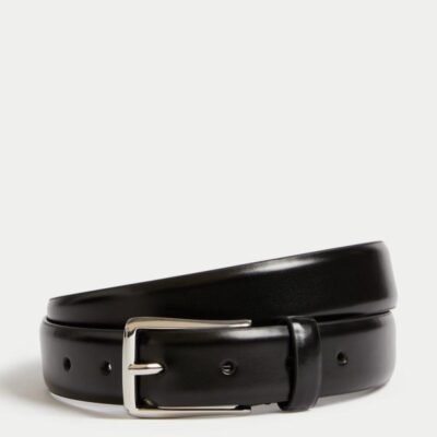 M&S Collection Rectangular Buckle Smart Belt Black | Mens Belts