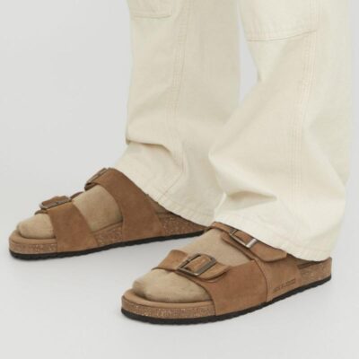 JACK & JONES Suede Slip-On Sandals Tan | Mens Casual Shoes