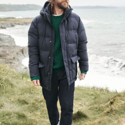 Seasalt Cornwall Hooded Puffer Jacket Navy | Mens Coats & Jackets