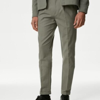 M&S Collection Tapered Fit Smart Stretch Chinos Sage | Mens The Smart Edit