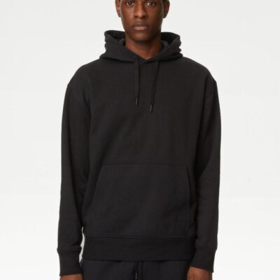 M&S Collection Oversized Cotton Rich Hoodie Black | Mens Loungewear