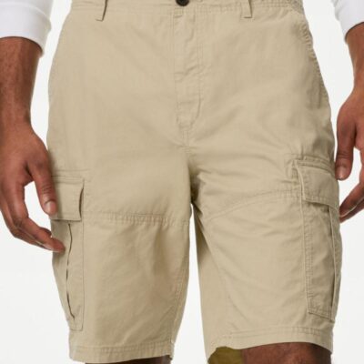 M&S Collection Pure Cotton Cargo Shorts Sand | Mens Shorts