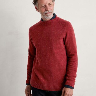 Seasalt Cornwall Lambswool Rich Crew Neck Jumper Red | Mens Jumpers & Knitwear