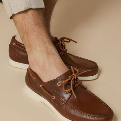 Jones Bootmaker Leather Boat Shoes Brandy | Mens Smart Shoes