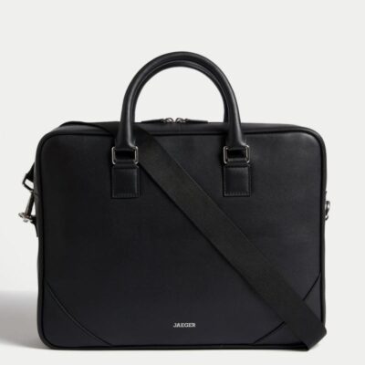 JAEGER Leather Laptop Bag Black | Mens Bags