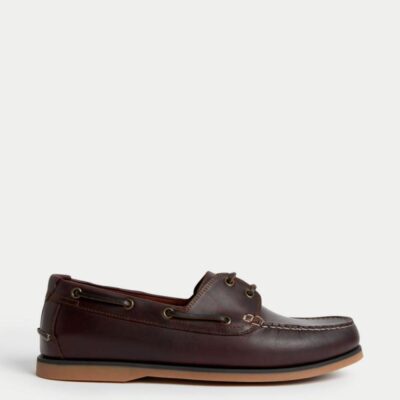 M&S Collection Leather Deck Shoes Brown | Mens Smart Shoes