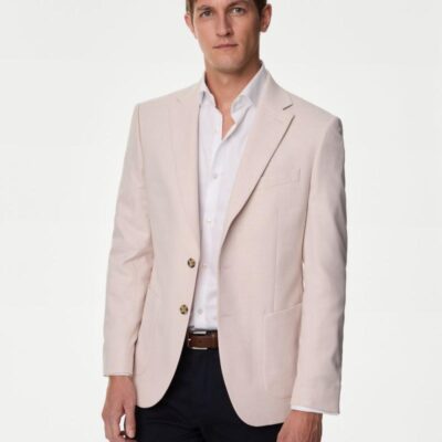 M&S Collection Textured Stretch Blazer Pink | Mens Blazers