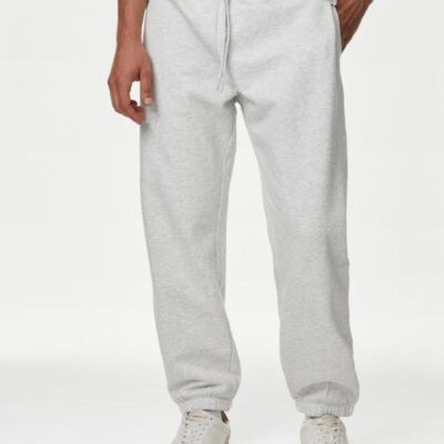 M&S Collection Cotton Rich Oversized Joggers Grey Marl | Mens Loungewear