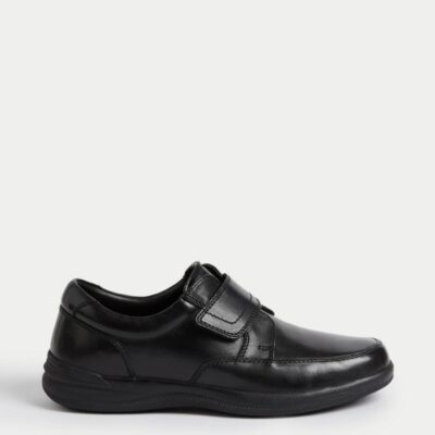 M&S Collection Wide Fit Airflex™ Leather Riptape Shoes Black | Mens Smart Shoes