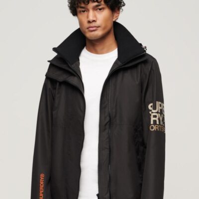 Superdry Hooded Windbreaker Jacket Black | Mens Coats & Jackets