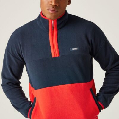 Regatta Callide Fleece Colour Block Half Zip Jacket Navy Mix | Mens Coats & Jackets