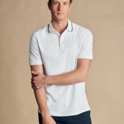 Charles Tyrwhitt Cotton Rich Pique Polo Shirt White | Mens Tops & T-shirts