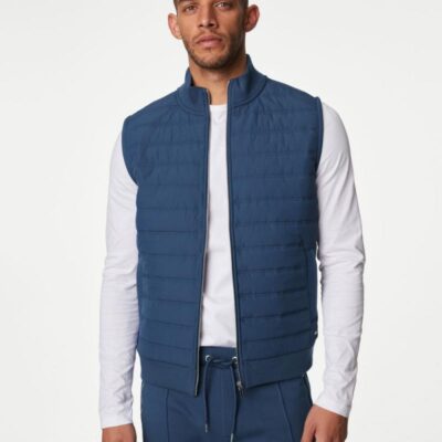 Autograph Cotton Blend Zip Up Gilet Denim | Mens Coats & Jackets