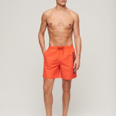 Superdry Logo Swim Shorts Red | Mens Shorts