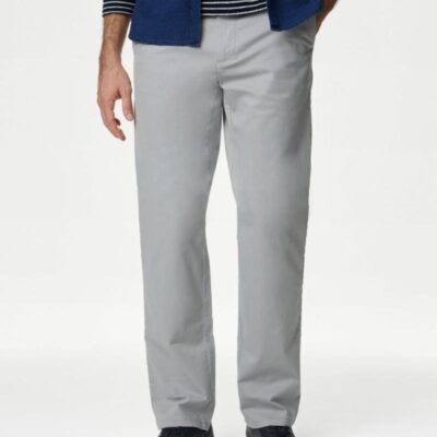 M&S Collection Regular Fit Stretch Chinos Dove | Mens Chinos