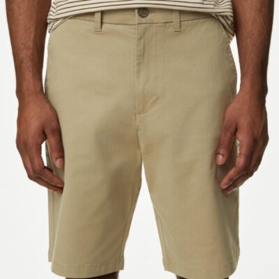 M&S Collection Loose Fit Stretch Chino Shorts Neutral Brown | Mens Shorts