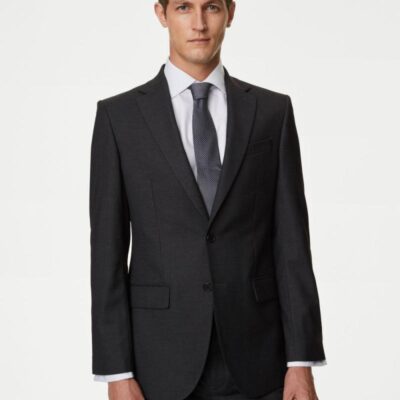 M&S Collection Regular Fit Stretch Suit Jacket Charcoal | Mens Blazers