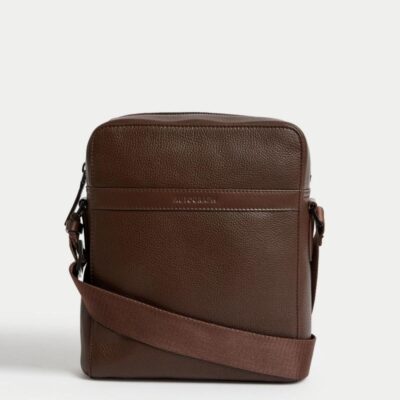 Autograph Leather Pebble Grain Cross Body Bag Brown | Mens Bags