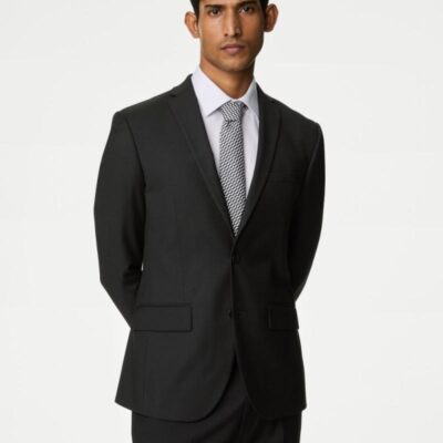 M&S Collection Skinny Fit Stretch Suit Jacket Black | Mens Blazers