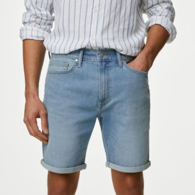 M&S Collection Stretch Denim Shorts Light Blue | Mens Shorts