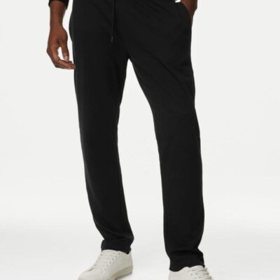 M&S Collection Drawstring Cotton Rich Straight Leg Joggers Black | Mens Loungewear