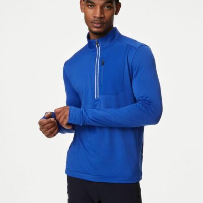 Goodmove Half Zip Long Sleeve Top Cobalt | Mens Tops & T-shirts