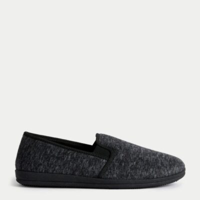 M&S Collection Fleece Lined Slippers Grey | Mens Slippers