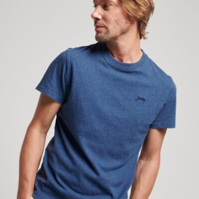 Superdry Slim Fit Organic Cotton Crew Neck T-Shirt Blue | Mens Tops & T-shirts