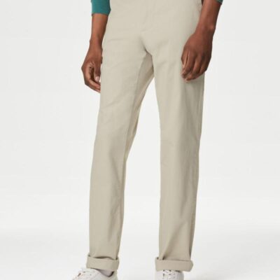 M&S Collection Regular Fit Stretch Chinos Beige | Mens Chinos