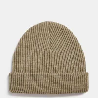 M&S Collection Knitted Beanie Hat Natural Mix | Mens Hats