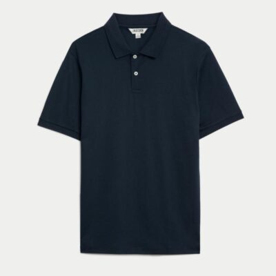 JAEGER Pure Cotton Polo Shirt Dark Ink | Mens Tops & T-shirts