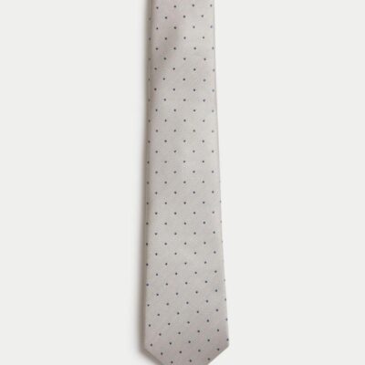 M&S SARTORIAL Pure Silk Polka Dot Tie Champagne | Mens Ties