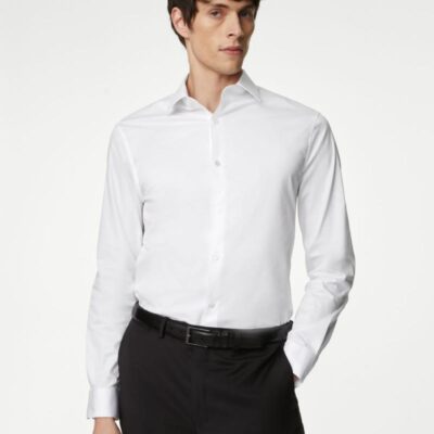 Autograph Slim Fit Easy Iron Cotton Blend Stretch Shirt White | Mens The Smart Edit