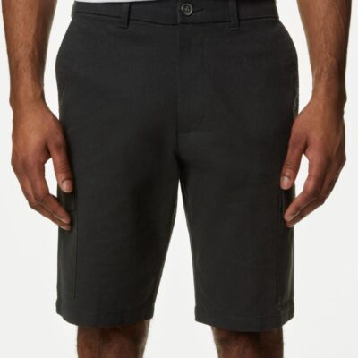 M&S Collection Stretch Cargo Shorts Black | Mens Shorts