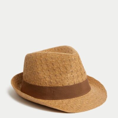 M&S Collection Textured Trilby Natural | Mens Hats