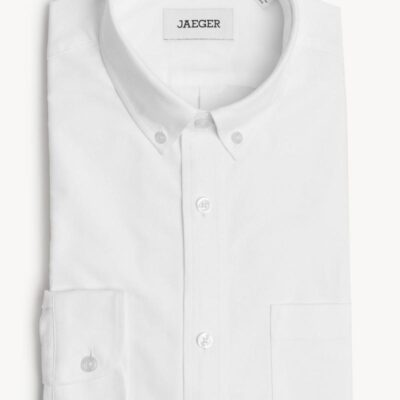 JAEGER Regular Fit Pure Cotton Oxford Shirt White | Mens Shirts